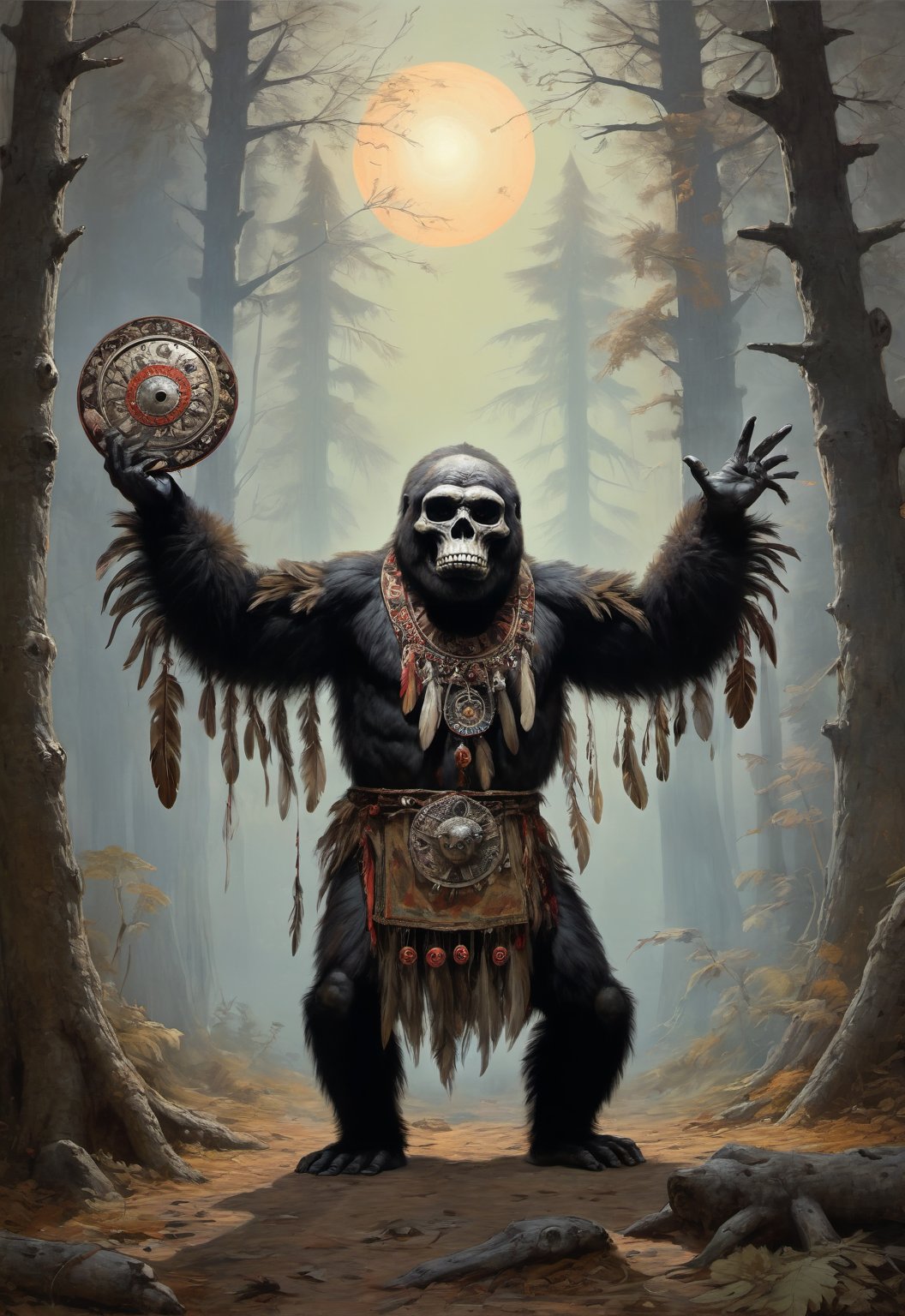 03776-4236103152-(best quality) detailed full body russian hero (magic glowing eyes_1.3) mutant gorilla shaman  (tambourine_1.4) and s(big ritual.jpg